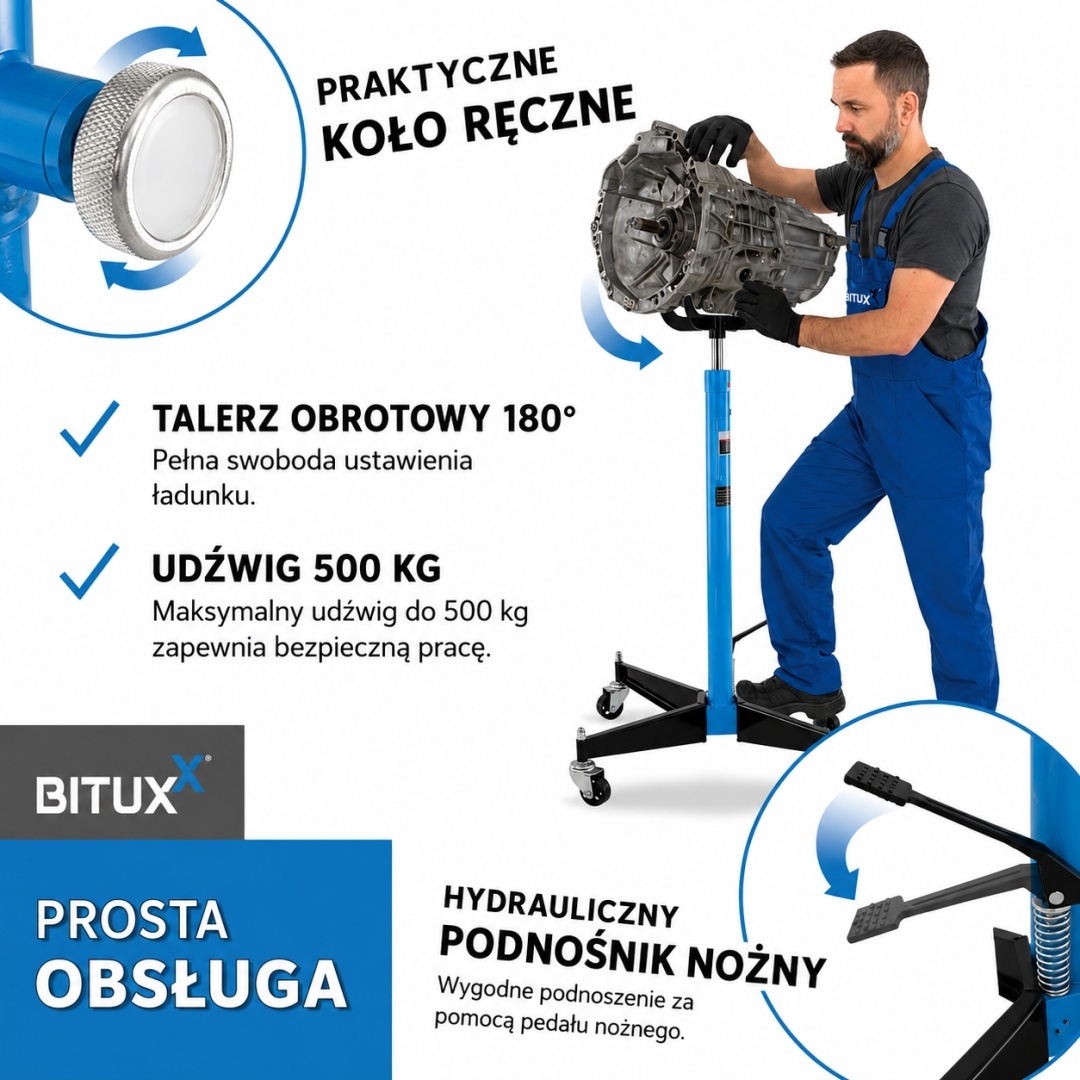 Mobilní dílenský zvedák hydraulický stabilní pro převodovky M19544